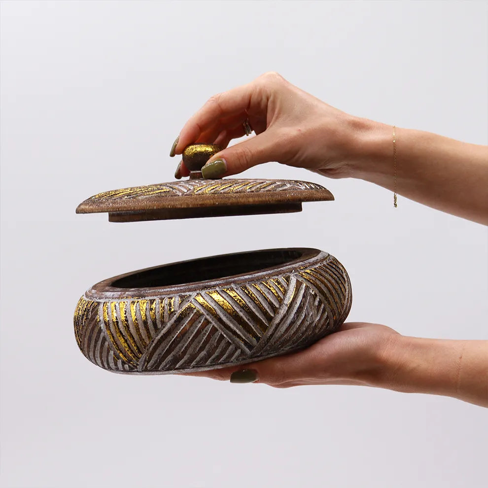 Gold and Natural Sweet Jar