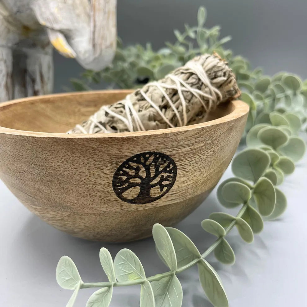 Wooden Smudge and Ritual Offering Bowl - Tree of Life