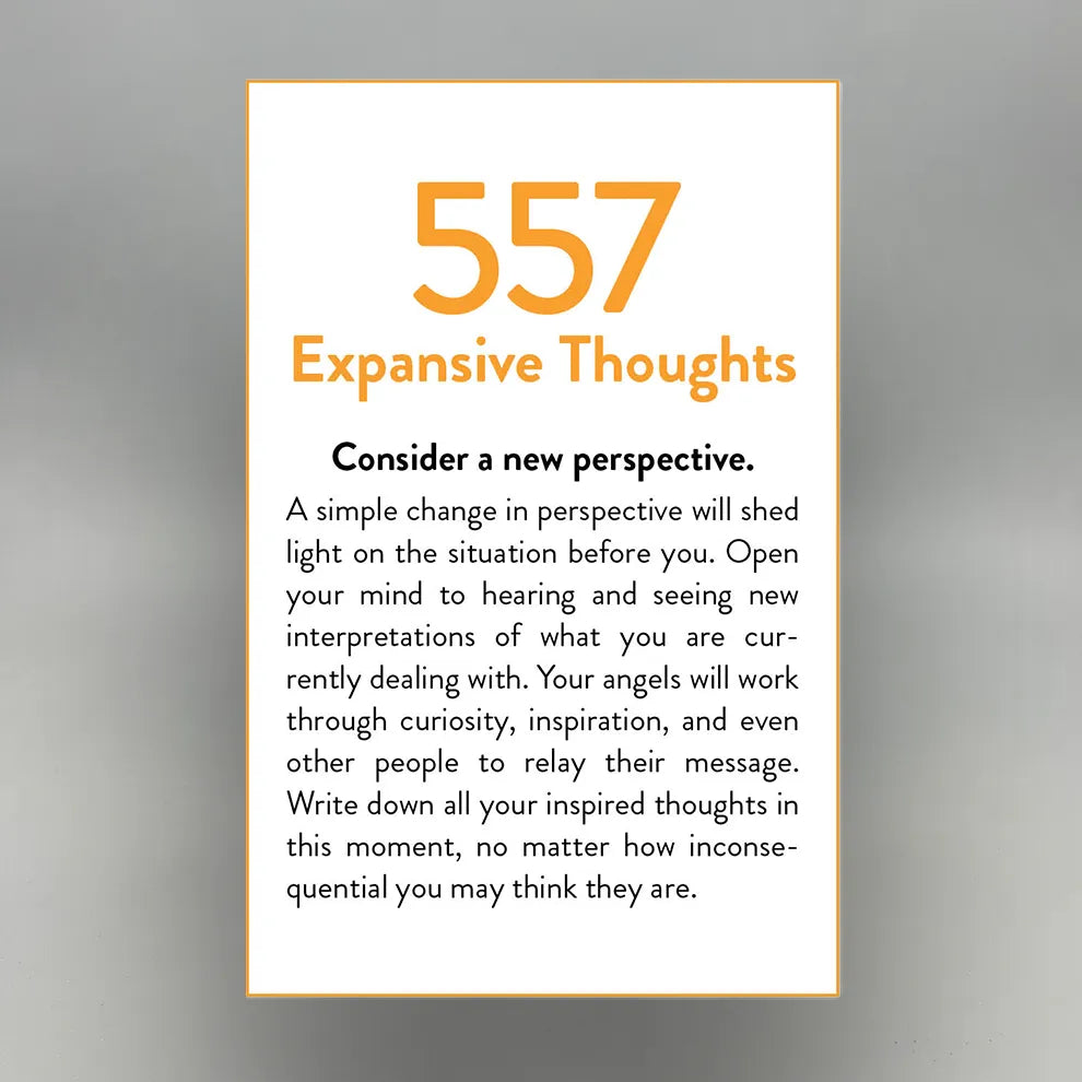 Oracle Card with Expansive Thoughts text on a gray background