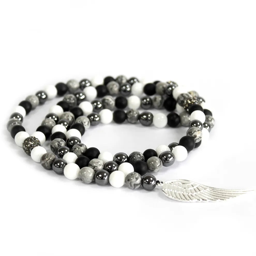 Angel Wing Grey Agate - Gemstone Necklace