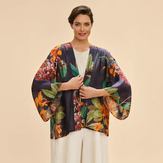 Botany Bliss Kimono Jacket in Charcoal