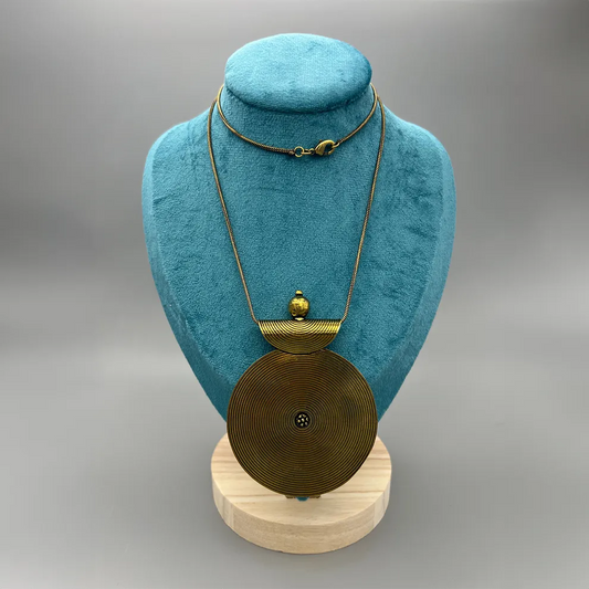 Brass Disc Amulet Necklace