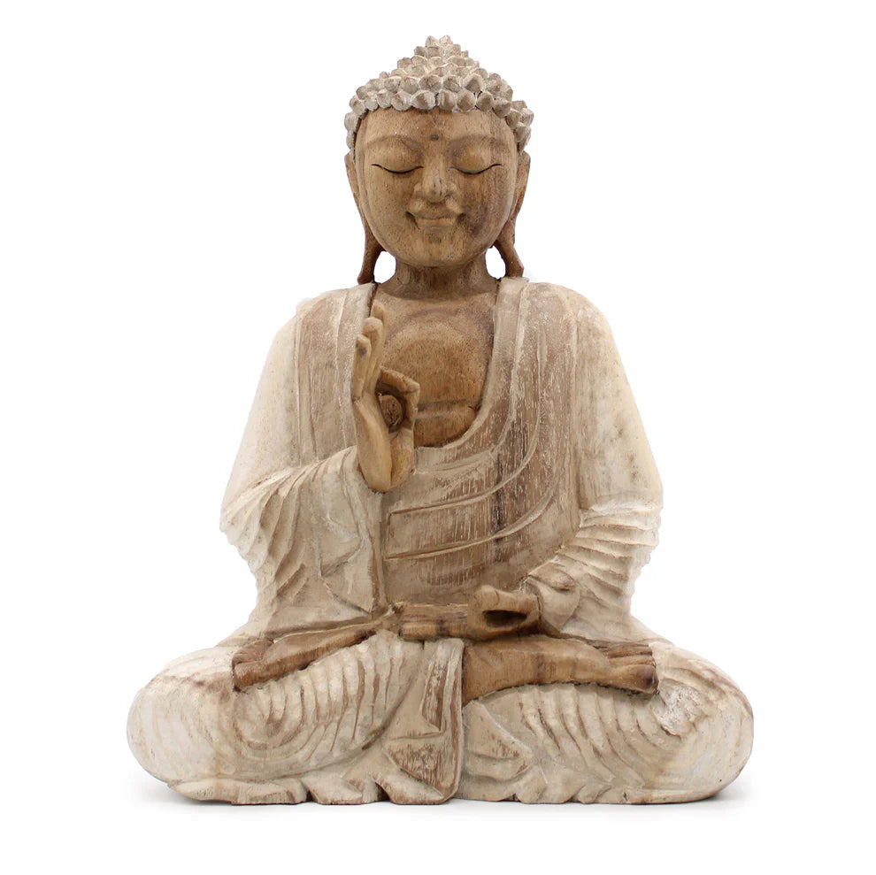 Buddha Statue Whitewash 40cm