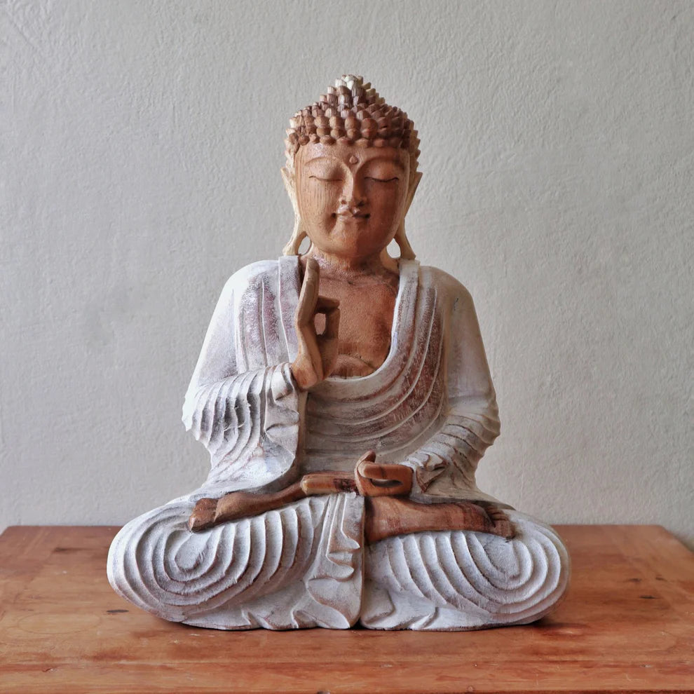 Buddha Statue Whitewash 40cm