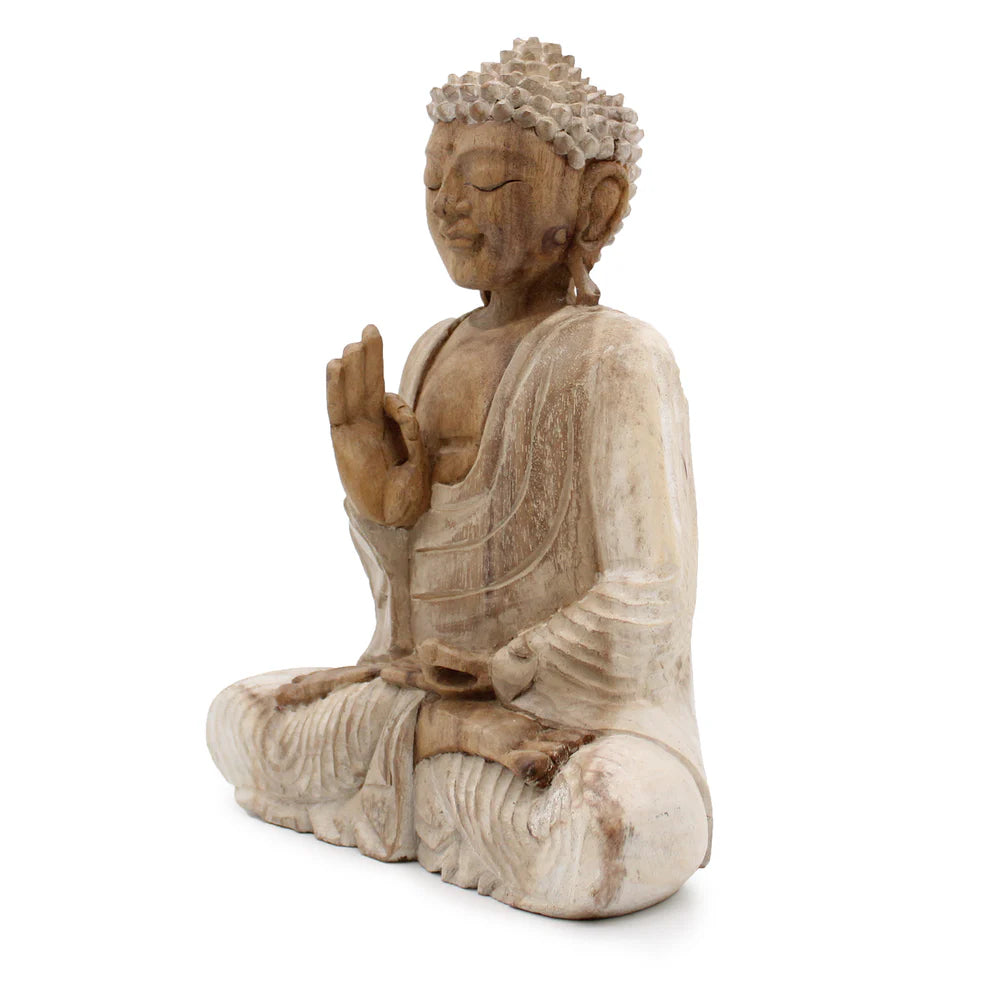 Buddha Statue Whitewash 40cm