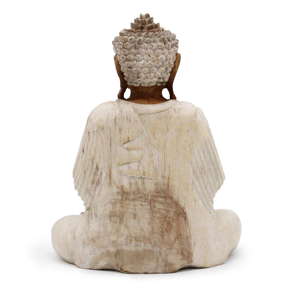 Buddha Statue Whitewash 40cm