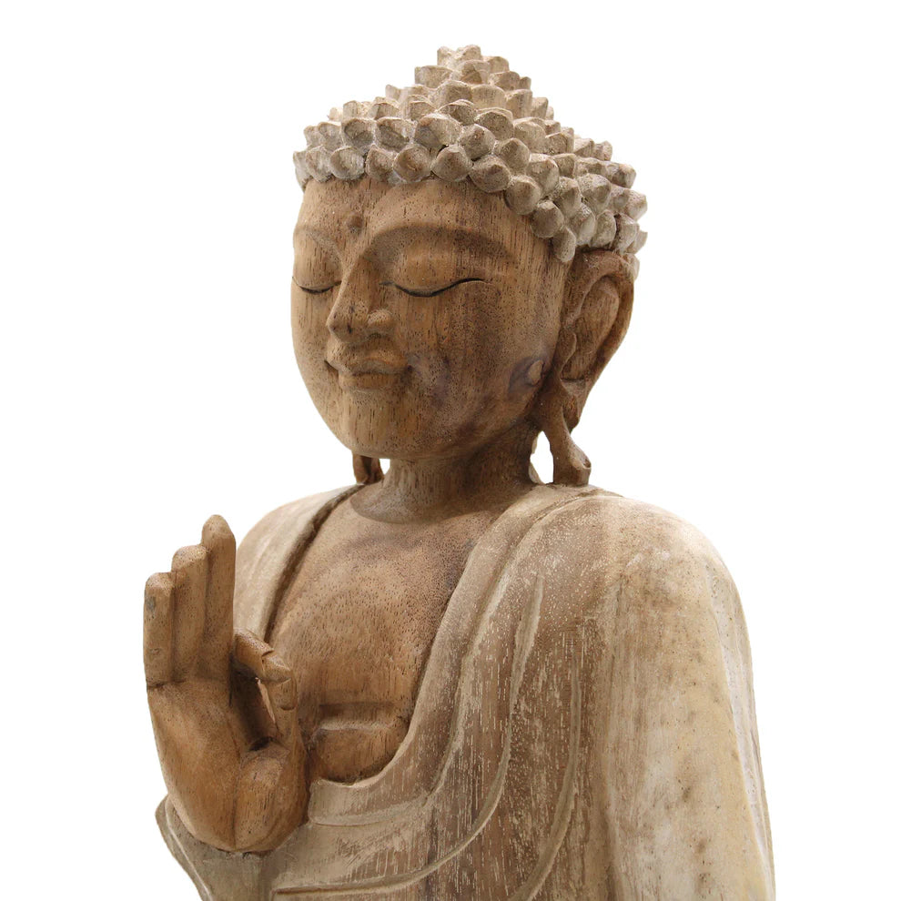 Buddha Statue Whitewash 40cm