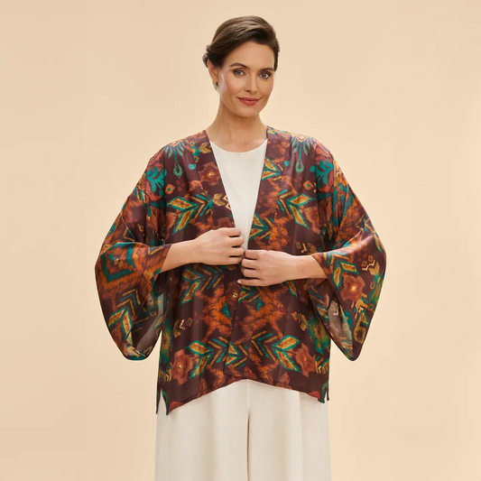 Chocolate Ikat Kimono Jacket