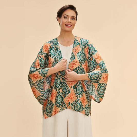 Cream Batik Kimono Jacket