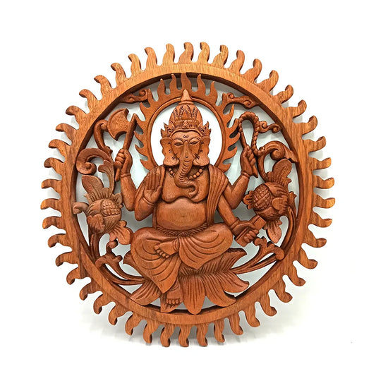 Ganesh Wooden Panel - Wall Art - 40cm