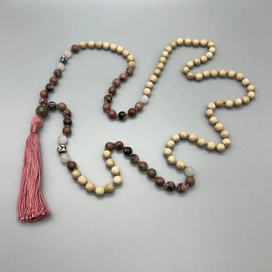 Rhodonite Mala Beads Necklace