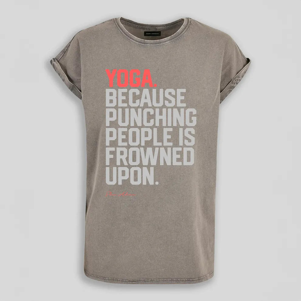 Yoga Because Punching People is Frowned Upon - Relaxed Boyfriend T-Shirt